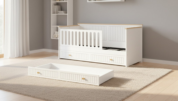 Modern Miwweldesign Kannerbetter Better Bett wäiss Kannerzëmmer