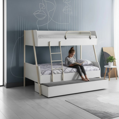 Jugendbett Wäiss Kannerbett Design Modern Bett Kannerszëmmer Miwwelen