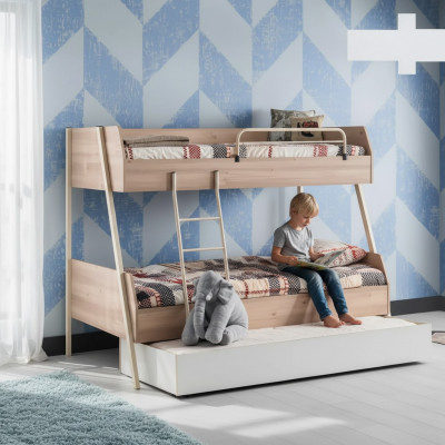 Dräifache Stäcksbett Bett Doppelstécksbett mat dräi Schlofplazen