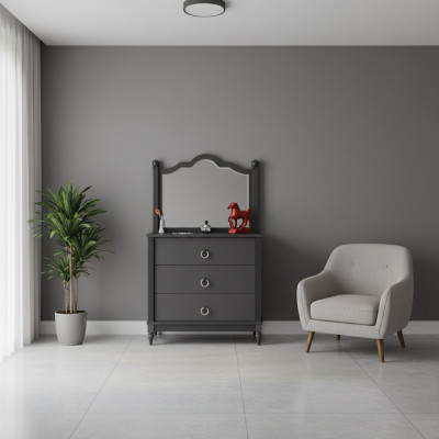 Kommode mat Spigel modern schwaarz mat Schief Kommode mat Schlofkummer