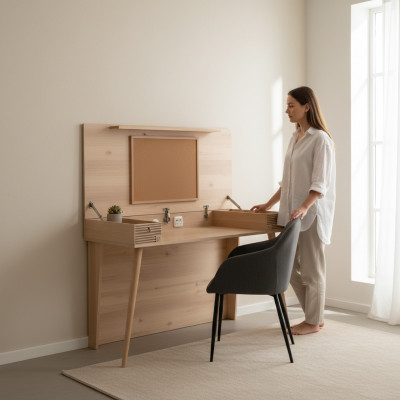 Sekretär Schreifdësch Dësch 130x60x152 Schreifdëscher Dëscher Miwwelen Holz Computer