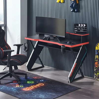 Modern Dëscher Schreifdësch Kanderschreifdësch schwaarz Gamer Computer Dësch