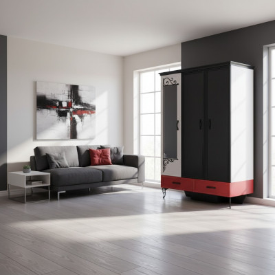 Klassesche Loft Kleederschaf Schlafzëmmer Schief Design Miwwelen 131x60x200