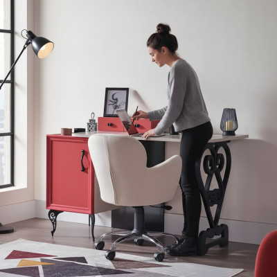 Sekretär Schreifdësch Dësch 130x32x58 Schreifdëscher Dëscher Miwwelen Holz Computer
