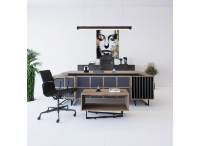 Modern Designer-Miwwel-Set fir e Chef Büro mat 3 Elementer