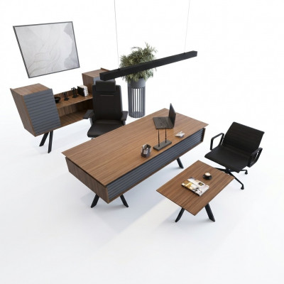 Héichwäertegt, elegantes Büroset am modernen Stil aus stabilen Holz