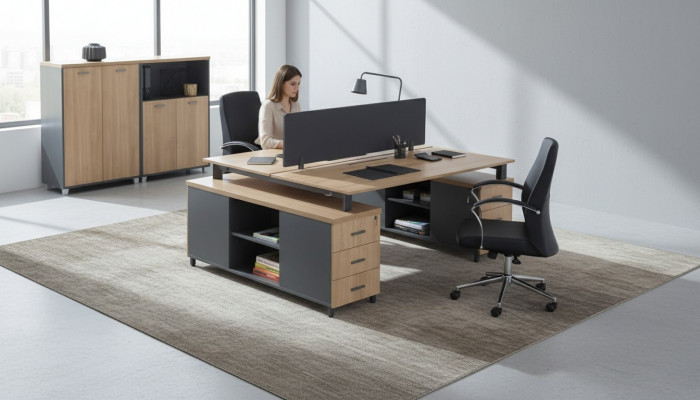 Schreifdësch 6 Tiräng Modern Aarbechtszëmmer Miwwelen Holzdësch Luxus