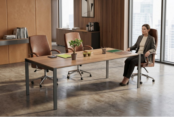 Modernt Groussen Konferenztisch Holz Designer Büro Aarbechtsraum Miwwelen