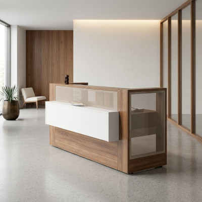 Rezeptioun Empfangstheke Dësch Miwwelen Tresen Praxis Kanzlei Büro Hotel