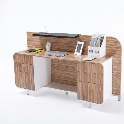 Modern Empfangsdësch Luxus Büro Holz Miwwelen Brong Receptioun Stilvoll