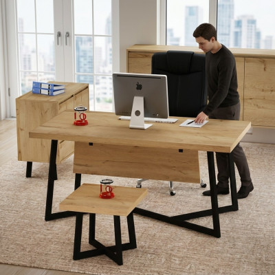 Hellbrongen Designer Schreifdësch Bürosméiwel Designer Dëscher Holz Neien