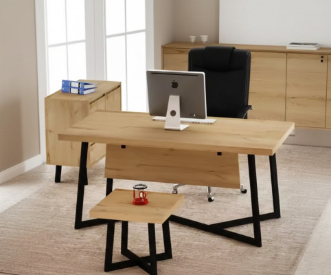Hellbrongen Designer Schreifdësch Bürosméiwel Designer Dëscher Holz Neien