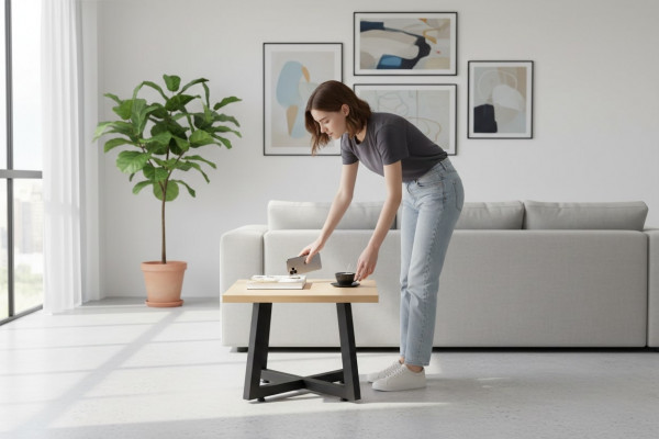 Designer Couchtisch Luxus Brongen Niewendësch Büro Holz Miwwelen Stylvoll