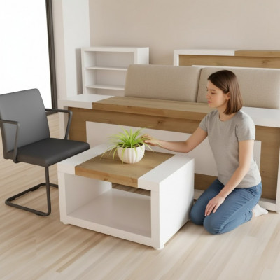 Designer Wäissen Couchtisch Luxus Holz Dësch Wunnzëmmer Miwwelen Ofstellësch