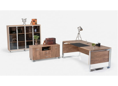 Bürosmöbel Set brong Schreifdësch Kommode Dossierenschaf 3tlg. Set Miwwelen