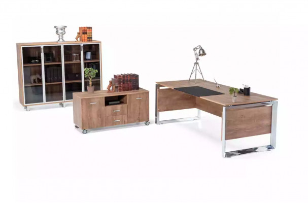 Modernt brong Schreifdësch Büro Miwwelen Holz Aarbechtszëmmer Design Stil