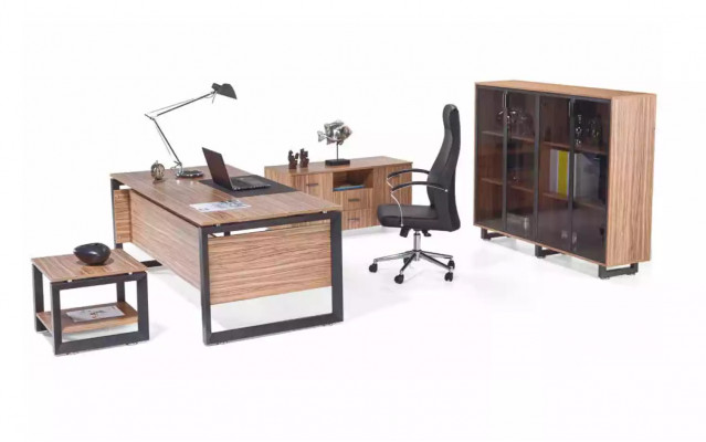 Büro Miwwelen Schreifdësch Komod Akteschaf Dësch fir an de Living Ariichtung aus 4 Deeler.