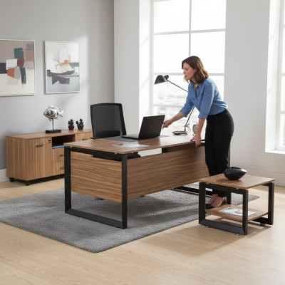 Designer brongen Schreifdësch Luxus Büro Miwwelen Holz Stilvoll Ariichtung