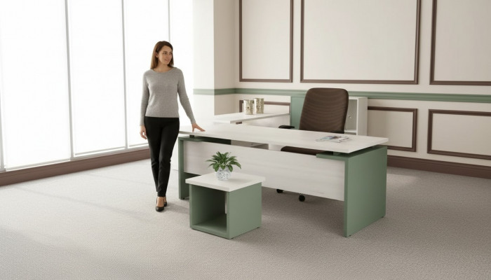 Klasseschen wäissen Designer Luxus Schreifdësch Holzmiwwelen Aarbechtszëmmer