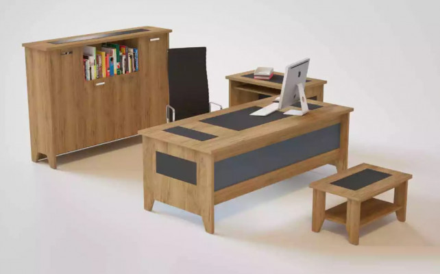 Héichwäertegt, elegant Büro-Set am modernen Stil aus stabilem Holz