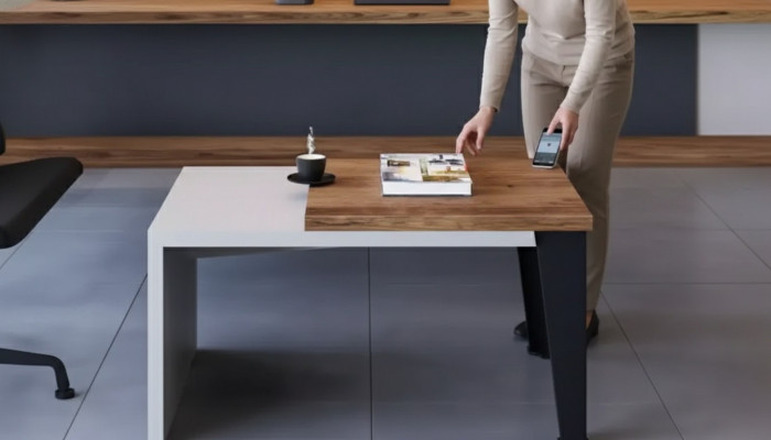 Modernen zweefaarwege Couchtisch Luxus Säitentablett Büro Holzmiwwelen