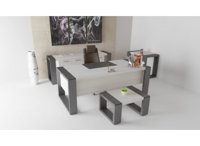 Gro Büro Ariichtung Schreifdësch Akteschaf Komodin Dësch 3tlg. Set