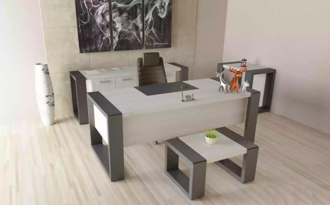 Modern wäissen Schreifdësch Designer Büro Miwwel Holz Dësch Aarbechtszëmmer