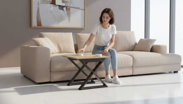 Designer Quadrateschen brongen Couchtisch, Späichertisch, Säitendësch.