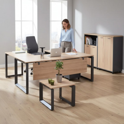 Exklusiv Büro Miwwelen Eckschrëftschaf Kommoud Dësch 2x Akteschiefen
