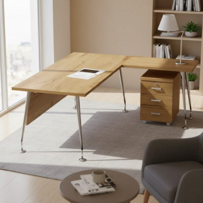 Klassesch Büro Miwwelen Designer Eckpult Aarbechtspult Holz Miwwelen