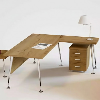 Klassesch Büro Miwwelen Designer Eckpult Aarbechtspult Holz Miwwelen