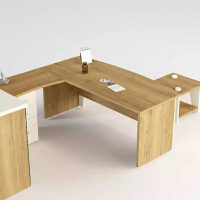Braune Eckschreifdësch Exklusivt Design Büro Schreifdësch Aarbechtszëmmer Miwwelen