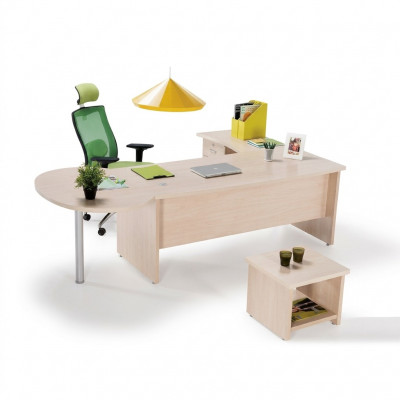 Modern Bürosset mat Eckschreifdësch an Kommode: Effizienz trëfft op Stil.