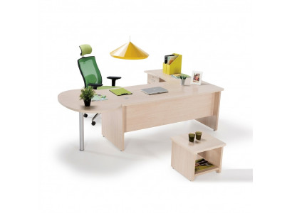 Modern Bürosset mat Eckschreifdësch an Kommode: Effizienz trëfft op Stil.