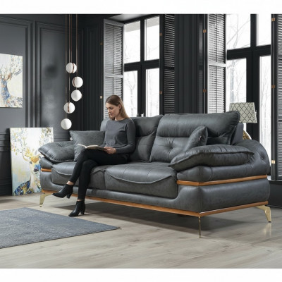 Modern groi Sofa am Wunnzëmmer Exklusivt 3-Sëtz-Sofa