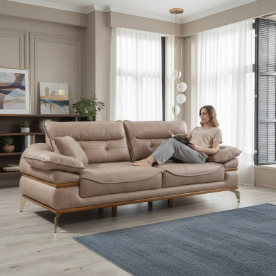 Modern brongt Sofa am Wunnzëmmer Exklusiv 3 Sëtz Sofa