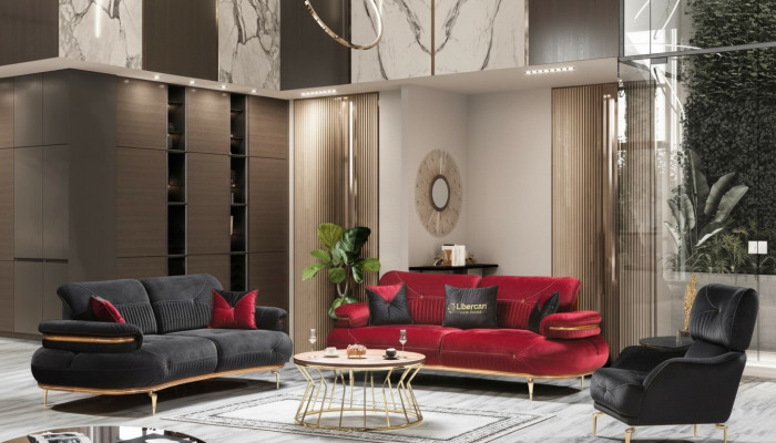 Modern Wunnzëmmermiwwel Set Polster Sofa Sëtzmooss Modern 3-tlg
