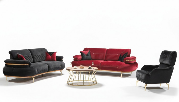 Modern Wunnzëmmermiwwel Set Polster Sofa Sëtzmooss Modern 3-tlg