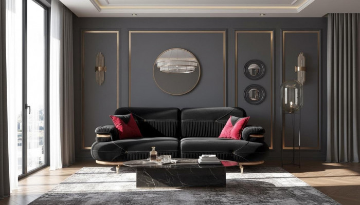 Exklusiv 3-Sëtz-Sofa modern neit Textildesign Wunnzëmmer