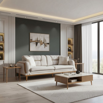 Modern wäisst Luxus-Sofa Héich Qualitéit fir Wunnzëmmer nei