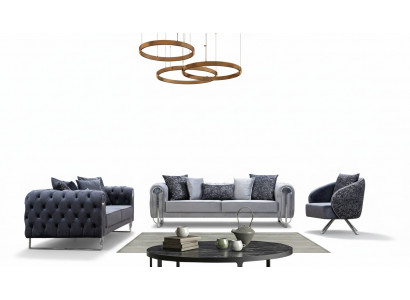 Modern bequeem Wunnzëmmersmiwwelen zwee Dräi-Sëtzer-Sofaen an 1 Een-Sëtzer Fotell