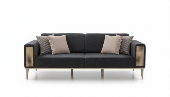 Sofa 3-Sëtzer Héichwäertegt Design moderne Textilsofa Wunnzëmmer