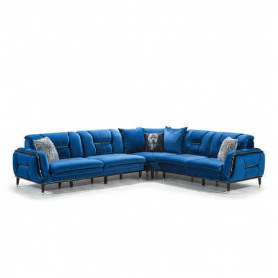 Blo L-Form Polstersofa Designer Eckcanapé Stoff Bezuch Wunnsëtzmiwwel