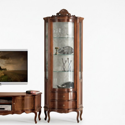 Luxuriéis héichwäertege Vitrine aus brongem Holz Klassesch Miwwelen