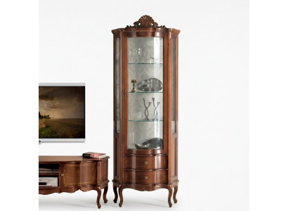 Luxuriéis héichwäertege Vitrine aus brongem Holz Klassesch Miwwelen
