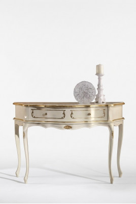 Weeße klassesche Konsolendësch Schlofzëmmer Holz Miwwel Barockstil