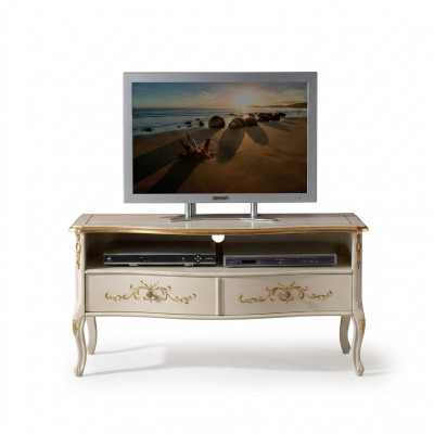 Klassesche wäisse RTV-Schaf, Holzmiwwelen, Wunnzëmmer Konsole Design