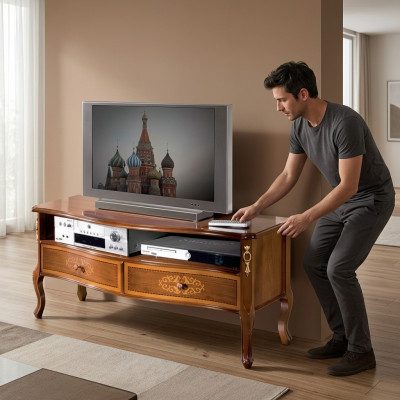 Klassesche TV-Schaf, Wunnzëmmer Miwwelen TV-Stänner, Holzdesign, Nei
