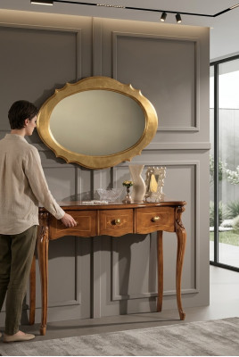 Brongen Konsolendësch Schminktischen Schlofzëmmer Miwwelen Holz Luxus Design