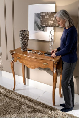 Braunen Luxus-Konsolendësch Schouflade Holzmöbel Schlofzëmmer Design Nei